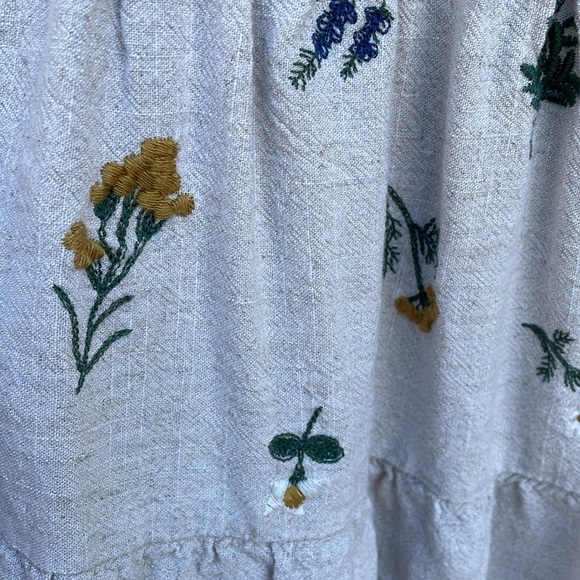 Long embroidered linen and flax tank - Picture 2 of 8